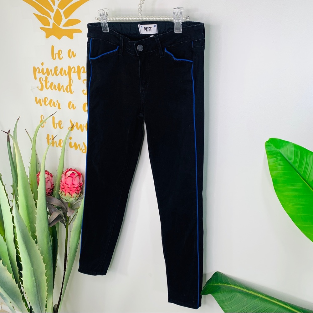 PAIGE Black Velvet Skinny Denim Jeans Size 29 - Picture 3 of 13